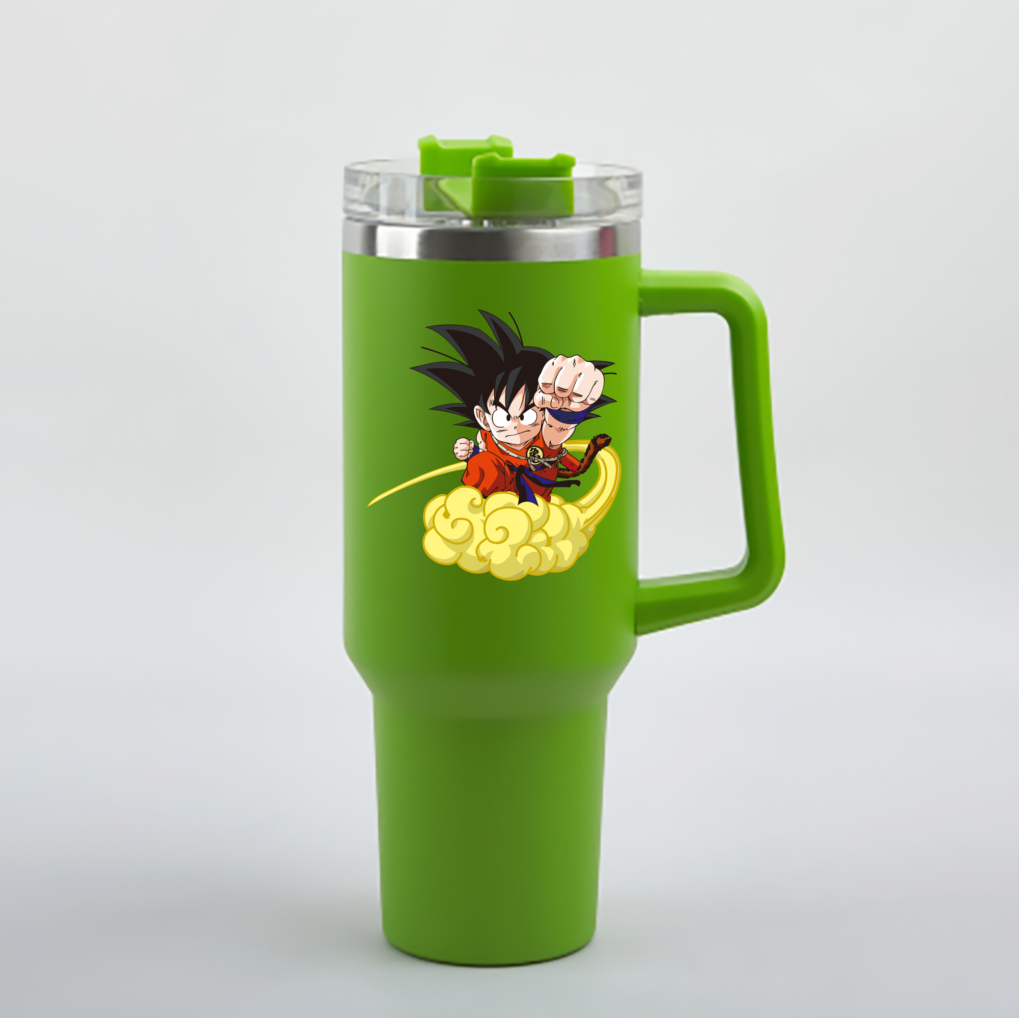 （画像用） ドラゴンボール 孫悟空（そん ごくう）Son Goku カカロット DRAGON BALL Kakarotto 1200mL車用タンブラー - クリスタルステッカー（プラスチックストロー付き）
